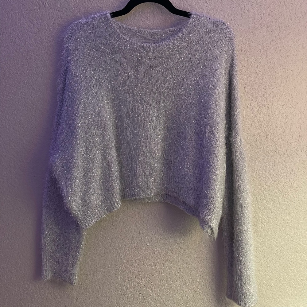 Sparkly Silver Sweater. Perfect for a holiday party!